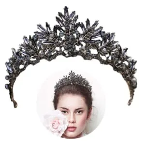 Lurrose 1pc Black Crown Tiara Baroque Queen Crown Black Wedding Tiara for Women Halloween Party - product information 1