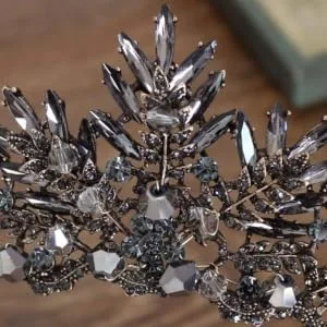 Lurrose 1pc Black Crown Tiara Baroque Queen Crown Black Wedding Tiara for Women Halloween Party - product information 2