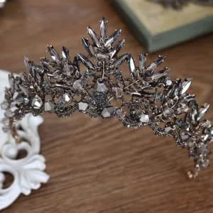 Lurrose 1pc Black Crown Tiara Baroque Queen Crown Black Wedding Tiara for Women Halloween Party - product information 5