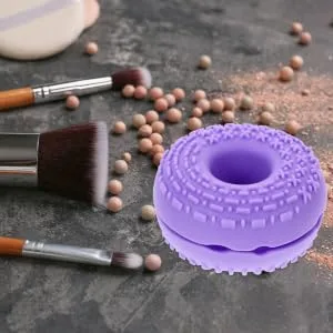 DRESSOOS Cleanser Brush Silica Gel Heating Cleaner Purple Makeup Brush Cleaner 8.3x8.3cm Purple - product information 2