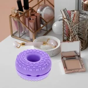 DRESSOOS Cleanser Brush Silica Gel Heating Cleaner Purple Makeup Brush Cleaner 8.3x8.3cm Purple - product information 4