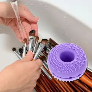 DRESSOOS Cleanser Brush Silica Gel Heating Cleaner Purple Makeup Brush Cleaner 8.3x8.3cm Purple - product information 5