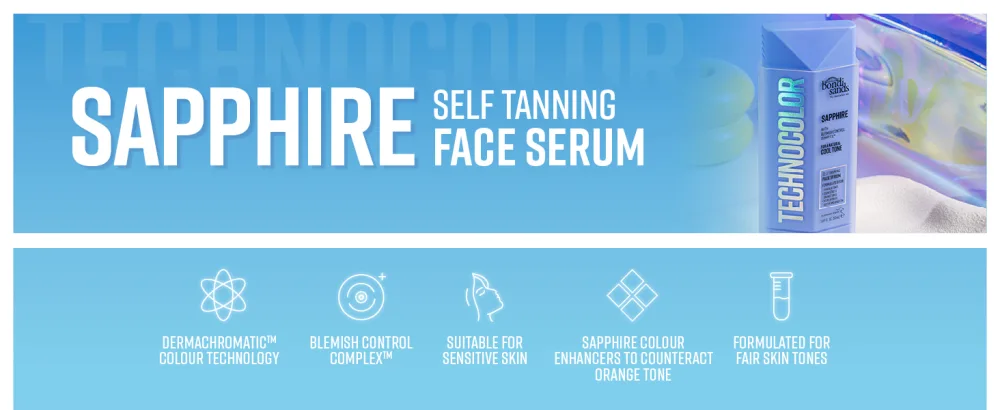 Bondi Sands Technocolor Sapphire Self-Tanning Face Serum Easy Application Streak Free Fake Tan Enriched with Vitamin C & Chamomile 50ml/1.69 Fl Oz - technocolor sapphire