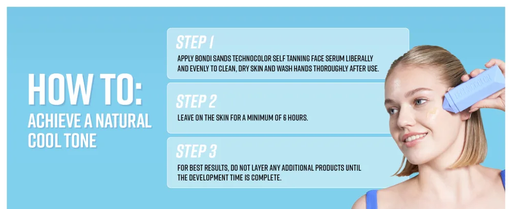 Bondi Sands Technocolor Sapphire Self-Tanning Face Serum Easy Application Streak Free Fake Tan Enriched with Vitamin C & Chamomile 50ml/1.69 Fl Oz - technocolor sapphire