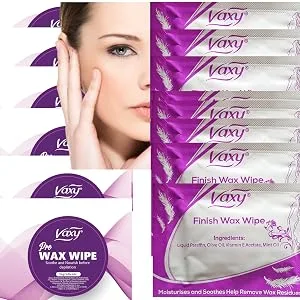 Pre & Post Wax Wipes Soothe and Nourish Skin Before and After Body Waxing. 20 Wipes  - Vaxy