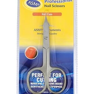 Nail Scissors Cuticle Clipper 3.9" Curved Stainless Steel Manicure Cutter Curve Scissor A - Nail Scissors | Professional Multi-Purpose,