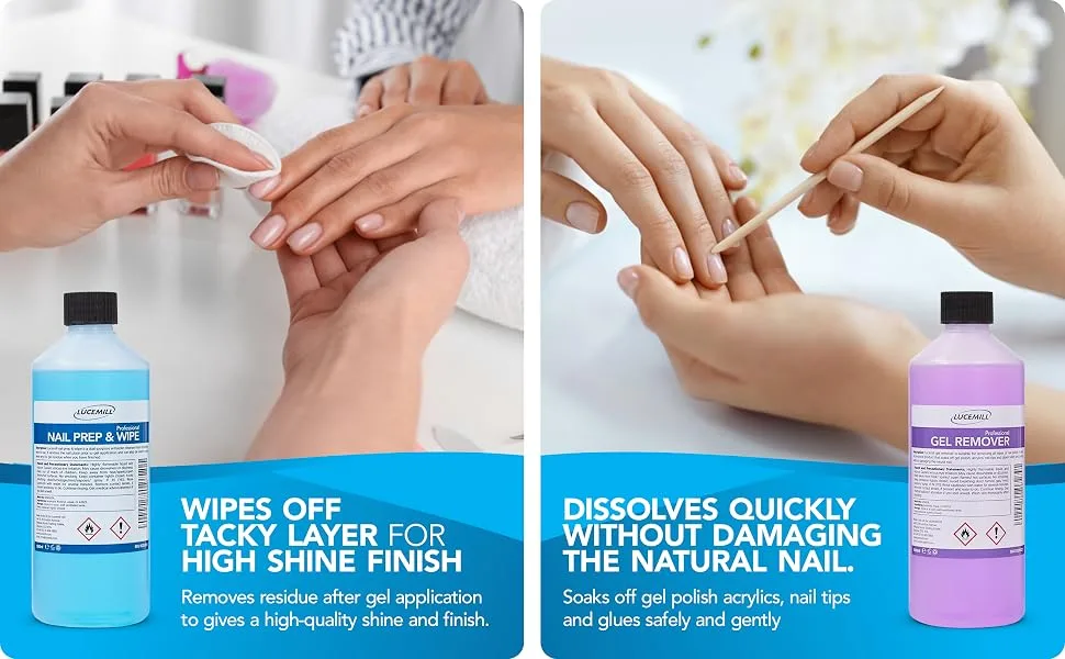 500ml Nail Polish Prep & Wipe + 500ml Gel Remover Set UV/LED Acetone Cleaner - product information 3