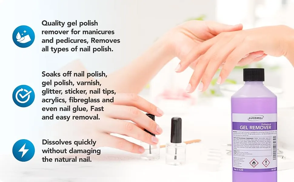 500ml Nail Polish Prep & Wipe + 500ml Gel Remover Set UV/LED Acetone Cleaner - product information 6