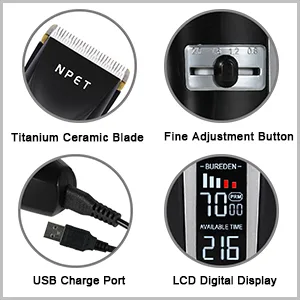 NPET Beard Trimmer Hair Clipper Men Cordless Rechargeable Hair Trimmer with LCD Display for Men Adjustable Ceramic Blade Multi-Length Settings 0.8-2mm - product information 5