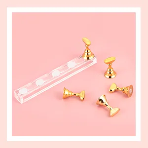 4 Sets Acrylic Nail Display Stand Nail Holder Magnetic Nail Practice Stand Fingernail DIY Nail Design Stand for False Nail Manicure Tool (Silver) - product information 2