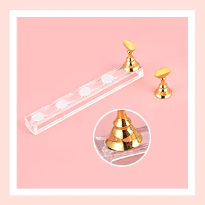 4 Sets Acrylic Nail Display Stand Nail Holder Magnetic Nail Practice Stand Fingernail DIY Nail Design Stand for False Nail Manicure Tool (Silver) - product information 3