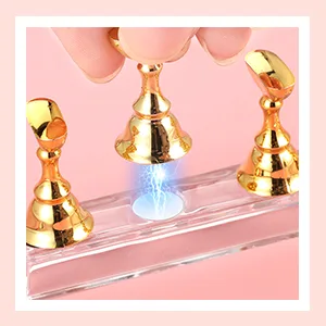 4 Sets Acrylic Nail Display Stand Nail Holder Magnetic Nail Practice Stand Fingernail DIY Nail Design Stand for False Nail Manicure Tool (Silver) - product information 4