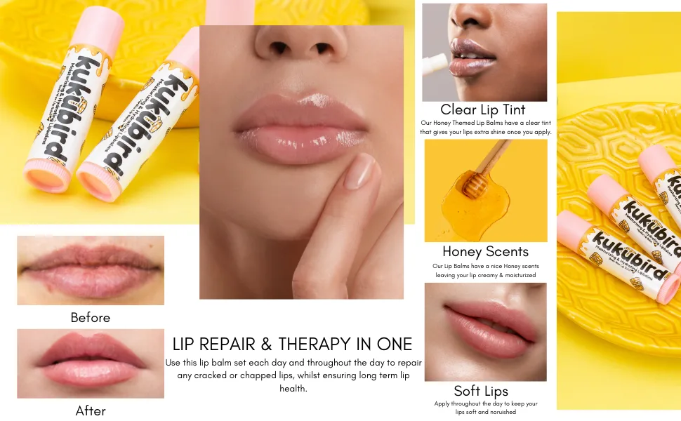 kukubird Hydrating Non-Sticky Flavoured 3pc Lipbalm Set For Dry Lips Long Lasting Moisturizing Lip Blams-Tropical - lip balm
