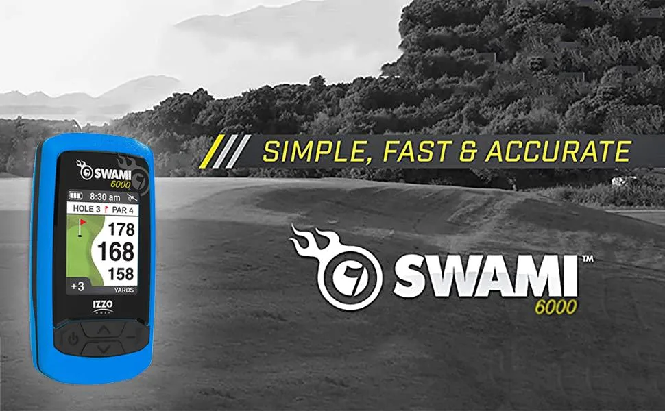 Izzo Swami 6000 Handheld Golf GPS Water-Resistant Color Display with 38,000 Course Maps & Scorekeeper 6000 - Blue - Main Banner