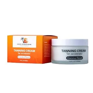 Coco SUNSPLASH Sunbed Tanning Accelerator 200ml. Natural tan accelerator Sunbed Cream Effective in Sunbeds & Outdoor Sun Achieve a Natural Tan with Natural Ingredients - Tanning cream in a refined glass jar