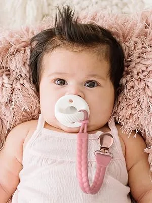 Itzy Ritzy Silicone Pacifier Clip 100% Silicone Pacifier Strap with Clip Keeps Pacifiers, Teethers & Small Toys in Place Features Cute Braid Detailing & Silicone Cord, Blue with Silver Clip - itzy ritzy, its ritzy, itsy ritzy, pacifier clip, pacifier strap, ryan and rose, silicone paci clip