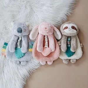 Itzy Ritzy - Itzy Lovey Including Teether, Textured Ribbons & Dangle Arms Features Crinkle Sound, Sherpa Fabric and Minky Plush Sloth - itzy ritzy, itzy ritzy lovey, koala lovey, lovey pal, baby lovey, infant lovey