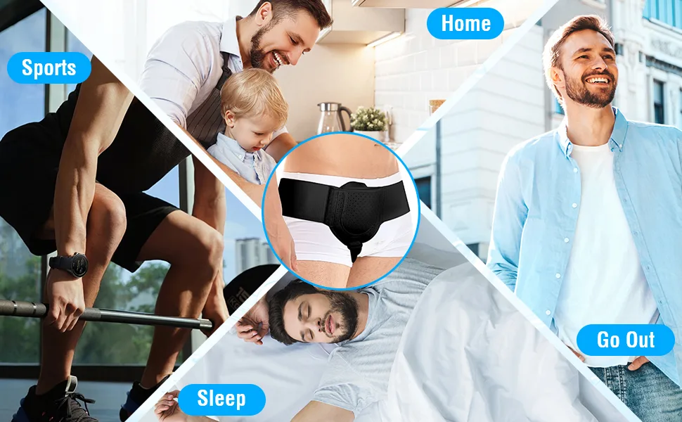 Hernia Support belt for men and Women - Post Surgery Inguinal Hernia Support Truss for Inguinal with Adjustable Waist Strap and Removable Compression Pads Left and Right Wearable (Black) - product information 4