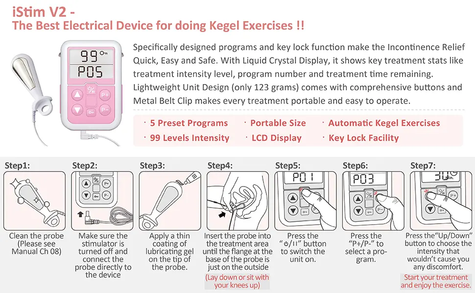 iStim V2 Kegel Exerciser Incontinence Stimulator with Probe for Bladder Control and Pelvic Floor Exercise for Women and Men Electrical Muscle Stimulator (EMS) - page 2
