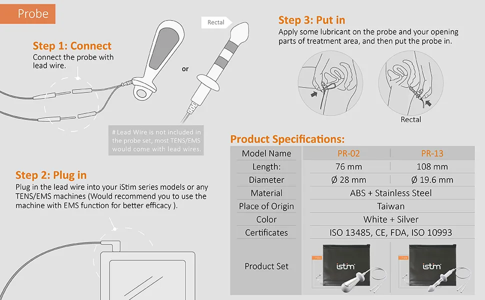 iStim PR-02 Probe for kegel Exercise, Pelvic Floor Electrical Muscle Stimulation, Incontinence - Compatible with TENS/EMS Machine Vaginal - page3