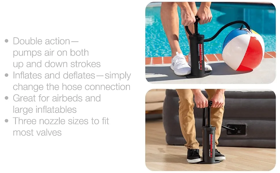 Intex Double Quick III S Hand Pump, 14.5" , Black - manual pump