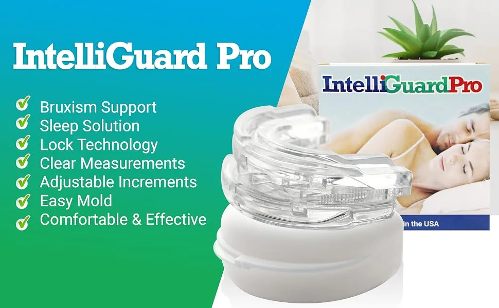 Intelliguard Pro Dental Mouth Guard - Bruxism Nighttime Sleep Mouthguard for Grinding Teeth - Night Guard for Clenching & Gnashing - Moldable & Adjustable - Soft, Thin & Comfortable - product information 7