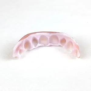 Instant Smile Comfort Fit Flex - Bright White - Upper Veneer Cosmetic Teeth - Back of fitted Instant Smile Flex Cosmetic Veneer Uppers