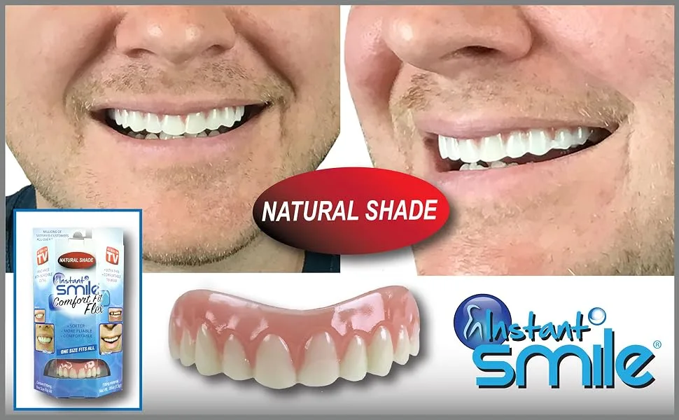 Instant Smile Comfort Fit Flex - Bright White - Upper Veneer Cosmetic Teeth - Instant Smile Natural White Teeth uppers - cosmetic teeth