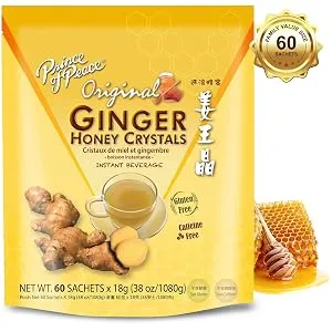 Instant Ginger Honey Crystals Family Value Pack 60 Sachets 18g per Sachets ( Total 38oz/ 1080g ) By Prince of Peace - PoP Ginger Crystals - 1