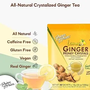 Instant Ginger Honey Crystals Family Value Pack 60 Sachets 18g per Sachets ( Total 38oz/ 1080g ) By Prince of Peace - PoP Ginger Crystals 5
