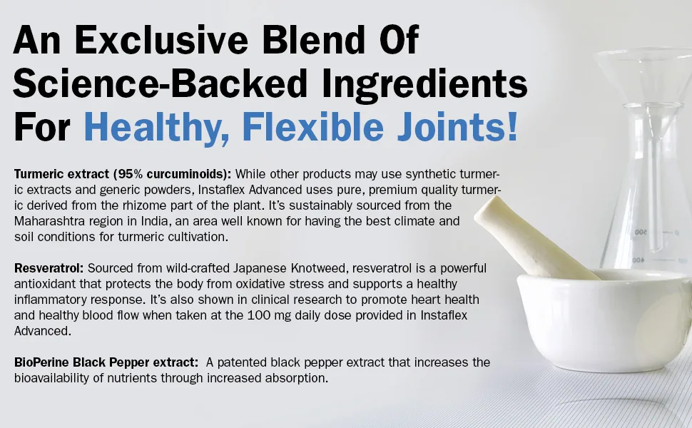Instaflex Advanced Joint Support - Doctor Formulated Joint Relief Supplement, Featuring UC-II Collagen & 5 Other Joint Discomfort Fighting Ingredients - 2 Pack, 60 Count - Instaflex Advanced Joint Support Turmeric Resveratrol Black Pepper Extract
