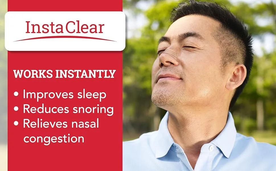 Instaclear Extra-Strength Nasal Strips, Tan 50 ct | Works Instantly, Breathe Better, Nasal Congestion Relief, Stops Snoring, Cold & Allergy, Extra Strength Tan - works instantly improves sleep reduces snoring relieves nasal congestion