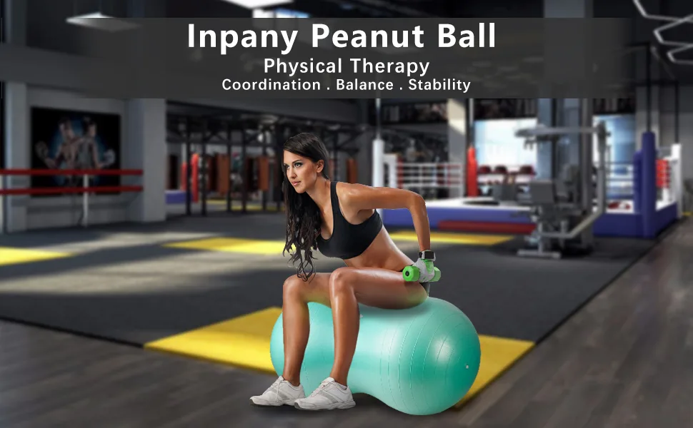 INPANY Peanut Ball - Anti Burst Exercise Ball for Labor Birthing, Physical Therapy for Kids, Core Strength, Home & Gym Fintness (Include Pump) Green 39x20" - product information 1
