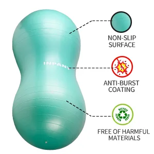 INPANY Peanut Ball - Anti Burst Exercise Ball for Labor Birthing, Physical Therapy for Kids, Core Strength, Home & Gym Fintness (Include Pump) Green 39x20" - product information 2