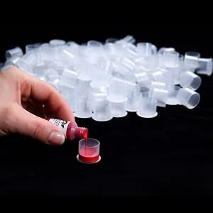 Ink Caps Medium,500pcs White Plastic Disposable Ink Cups with Base,Makeup Pigment Ink Cap Sizes 13mm Medium(500M) - 1000pcs ink cups with base