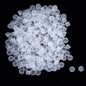 Ink Caps Medium,500pcs White Plastic Disposable Ink Cups with Base,Makeup Pigment Ink Cap Sizes 13mm Medium(500M) - 500M with case