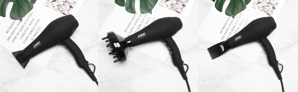 Infrared Hair Dryer, Professional Salon Negative Ionic Blow Dryers for Fast Drying, Pro Ion Quiet Hairdryer with Diffuser & Concentrator & Comb Black - hair dryer with diffuser