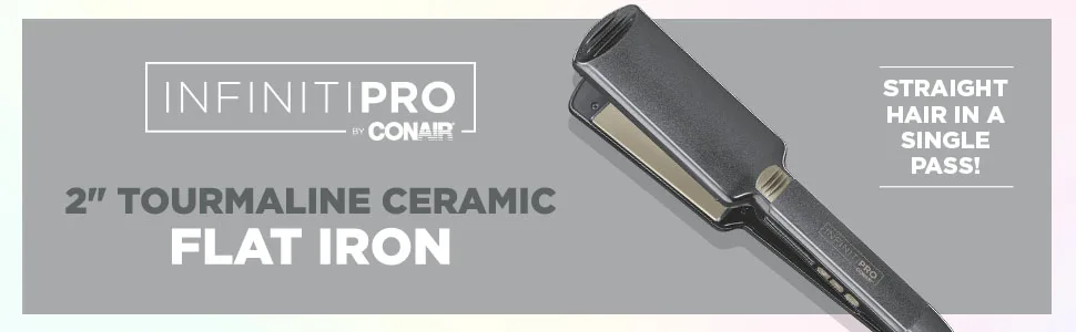INFINITIPRO BY CONAIR Tourmaline Ceramic Flat Iron, 2-inch 2 Inch (Pack of 1) - straightners flat iron ceramic hair starighner hair straightener conair hair straightener ceramic