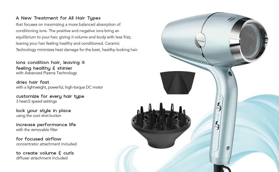 INFINITIPRO BY CONAIR SmoothWrap Hair Dryer for Less Frizz, More Volume and Body, with Dual Ion Therapy and Ceramic Technology Mint - hair dryer with diffuser conair hair dryer revlon hair dryer brush revlon hair dryer