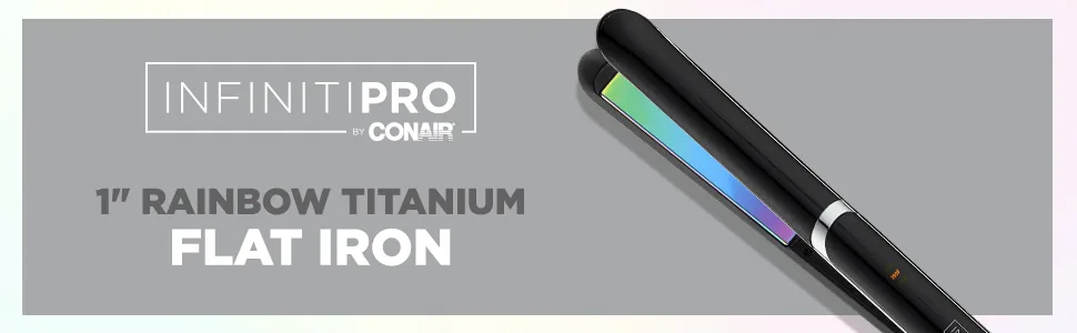 Infiniti Pro by Conair Titanium Flat Iron, Rainbow finish, 1-inch, Ultra High Heat 455 degree Fahrenheit, Less Frizz, More Shiny Hair, Fast and Consistent Heat, Straighten or Curl - titanium flat iron infiniti pro conair straightener conair infiniti pro flat iron CONAIR FLAT IRON