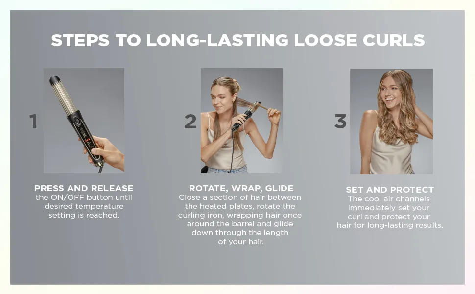 INFINITIPRO by CONAIR Cool Air Curler, Create Effortless Long Lasting Curls and Waves with Cool Air Technology - STEPS TO LONG-LASTING LOOSE CURLS WITH CONAIR COOL AIR CURLER