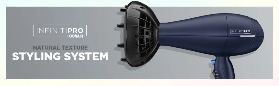 INFINITIPRO BY CONAIR 1875 Watt Hair Dryer with Diffuser, Innovative Diffuser Enhances Curls and Waves while Reducing Frizz - curl diffuser for curly hair curl defusers hair dryer the best diffuser hair dryer for curly hair