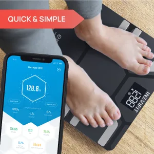 INEVIFIT EROS Bluetooth Body Fat Scale Smart BMI Highly Accurate Digital Bathroom Body Composition Analyzer with Wireless Smartphone APP 400 lbs 11.8 x 11.8 inch (Black) - Bluetooth Smart Body Fat Scale