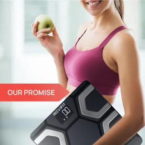 INEVIFIT EROS Bluetooth Body Fat Scale Smart BMI Highly Accurate Digital Bathroom Body Composition Analyzer with Wireless Smartphone APP 400 lbs 11.8 x 11.8 inch (Black) - Bluetooth Smart Body Fat Scale