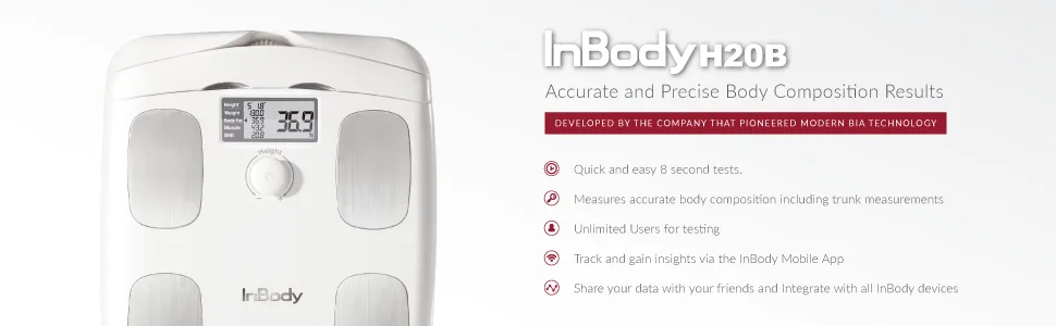 InBody H20B Smart Full Body Composition Analyzer Scale - Full Body Digital Scale, BMI Measurement Tool, Body Fat Analyzer, Muscle Mass Inbody Scale - Bluetooth Connected, Soft White - advanced body composition analysis home