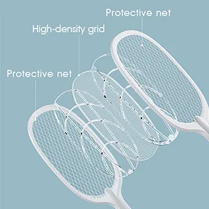 imirror Bug Zapper Racket, 2 in 1 Rechargeable Electric Fly Swatter Mosquito Swatter (2 Pack, 1200mAH) 2 Pack,1200mAH - 3 layer