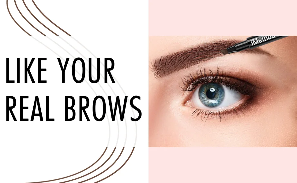 iMethod Eyebrow Pen - iMethod Eye Brown Makeup, Eyebrow Pencil with a Micro-Fork Tip Applicator Creates Natural Looking Brows Effortlessly and Stays on All Day, Light Brown Light Brown/Medium Brown - microblading eyebrow pen