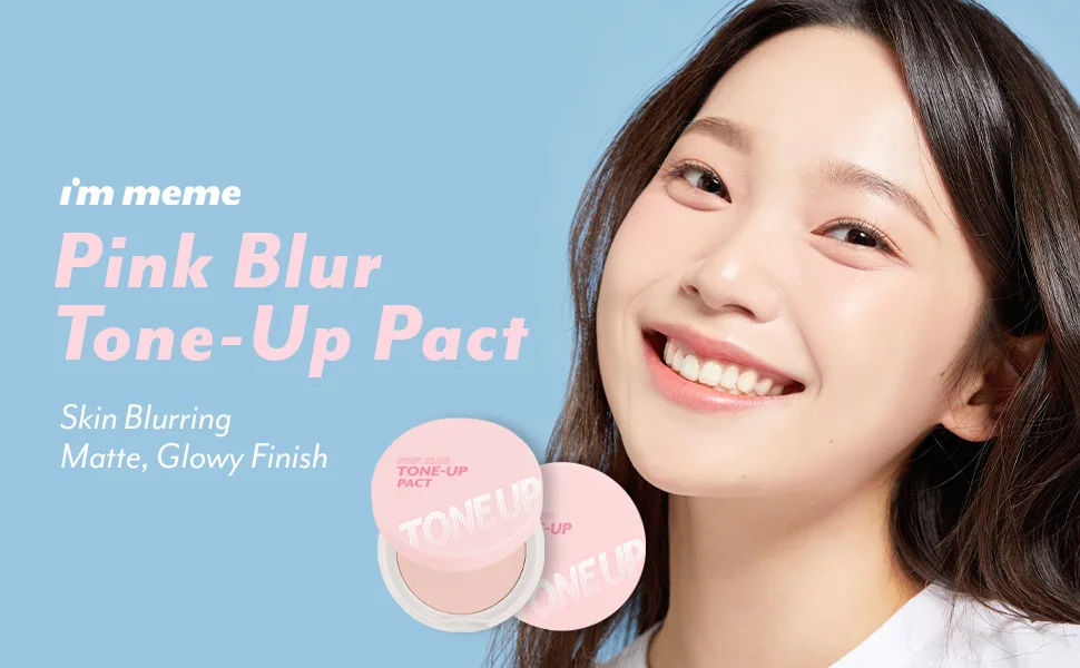 I'm Meme Compact - Tone-up Pact | Pink Blur Effect, Mattify Skin, Pressed Powder, 0.35 Oz 01 Pink Blur Tone-up Pact - pink blur