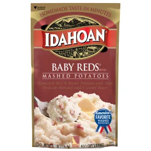 Idahoan Baby Reds Mashed Potatoes, Made with Gluten-Free Red & Russet Potatoes, 36.9oz Value Pack includes 9 Pouches (4 Servings Each) - image