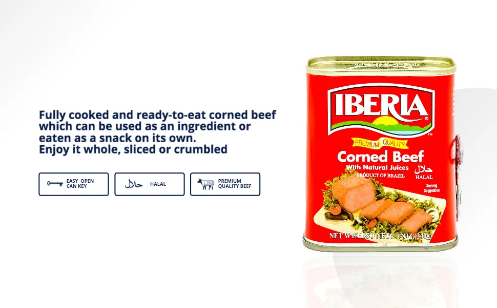 Iberia Corned Beef, 12 oz, Premium Quality Corned Beef With Natural Juices, Halal - corned beef